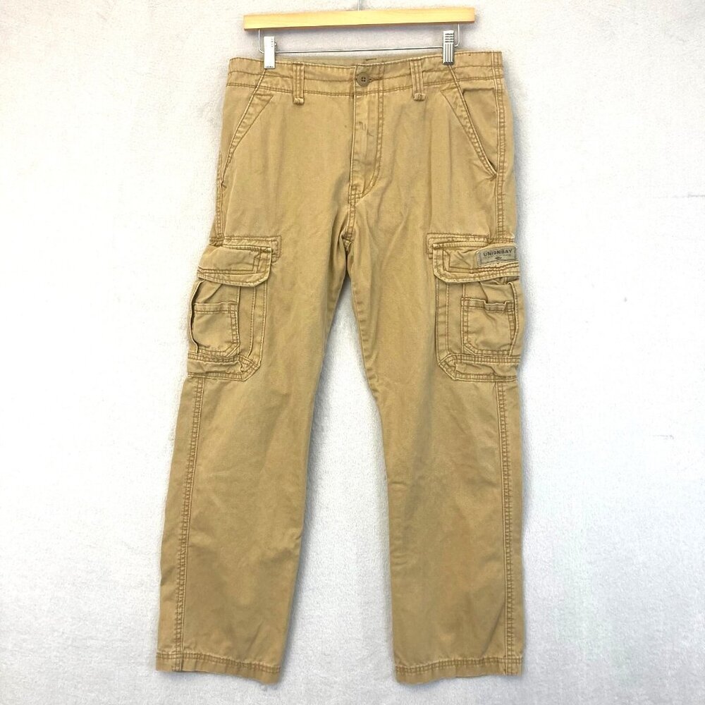 Vintage 90s Union Bay Cargo Pants Mens 32x32 Heavy Grunge Skater Tan Khaki Retro